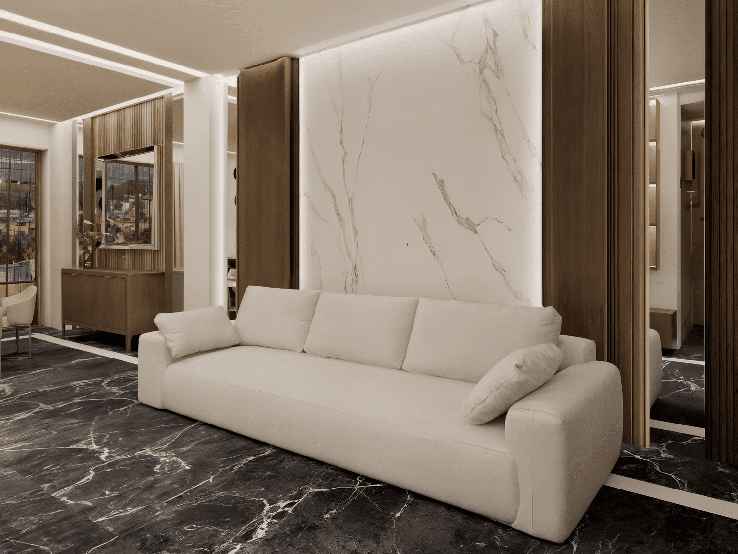 Appartamento contemporaneo — marmo, legno e luce — 2